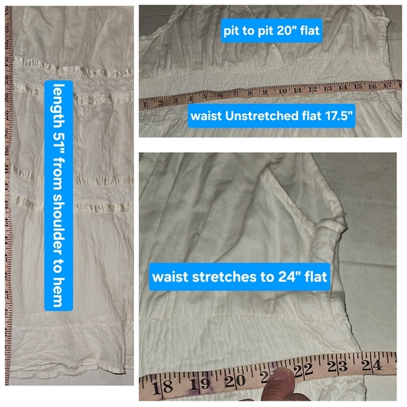 Jackpot Women's Sleeveless Cotton Boho CottageCore White Smocked Maxi Dress 3XL - Picture 6 of 8